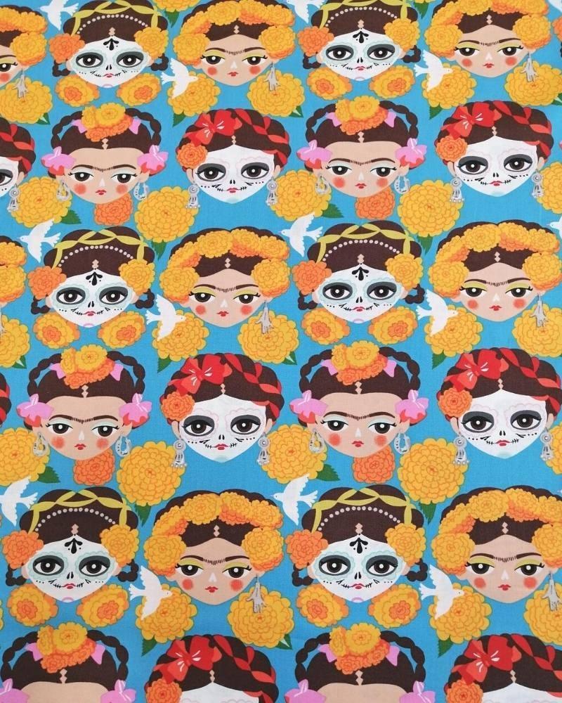 Frida Recuerdame Fabric in french blue - Bolt of Cloth - Alexander Henry