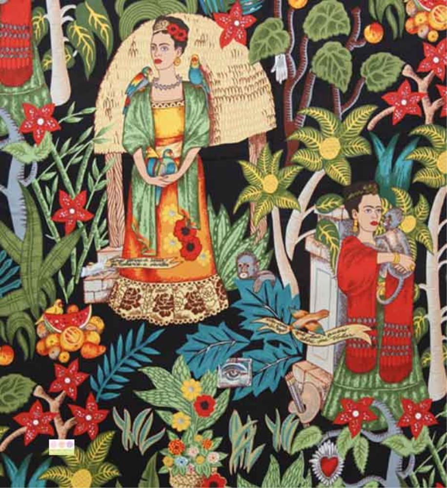 Frida's Garden Fabric in black - Bolt of Cloth - Alexander Henry