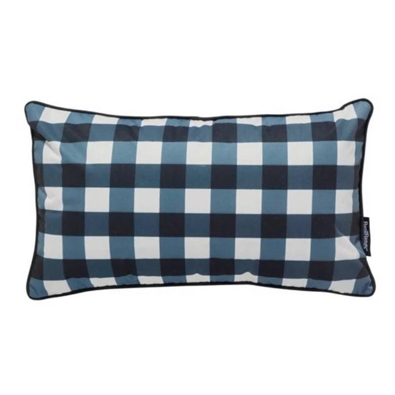 Gingham Outdoor Cushion Cover 50x30cm in black - Bolt of Cloth - Basil Bangs