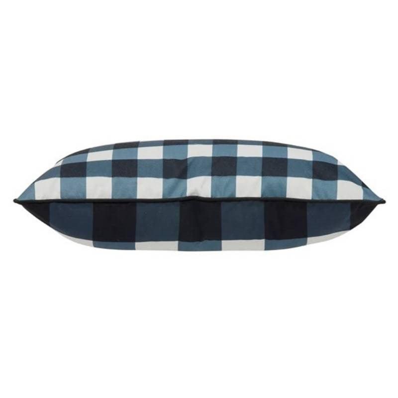 Gingham Outdoor Cushion Cover 50x30cm in black - Bolt of Cloth - Basil Bangs