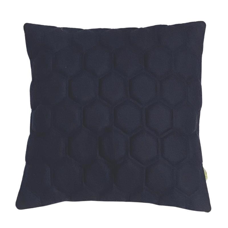 Hexagons Wool Cushion Cover 50cm in dark navy - Bolt of Cloth - Bolt of Cloth