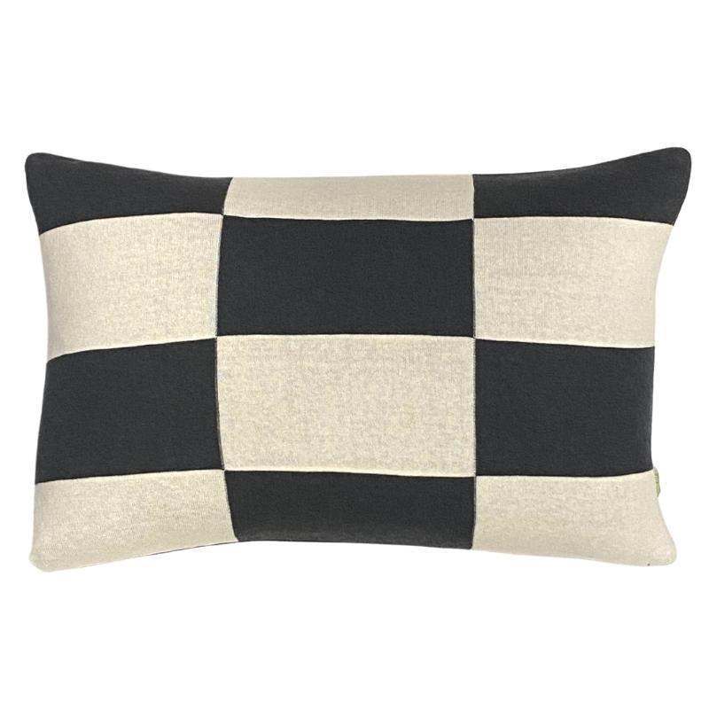 Jumbo Check Knit Cushion Cover 60x40cm in black, white - Bolt of Cloth - Bolt of Cloth