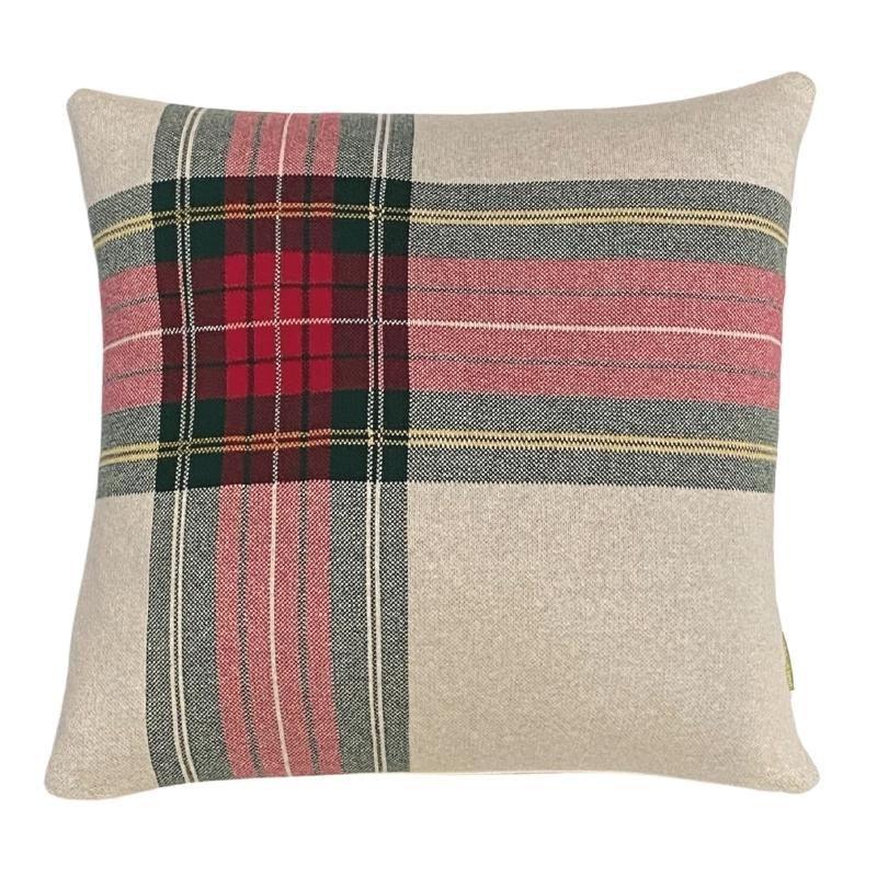 Jumbo Tartan Knit Cushion Cover 50cm in red, green - Bolt of Cloth - Bolt of Cloth