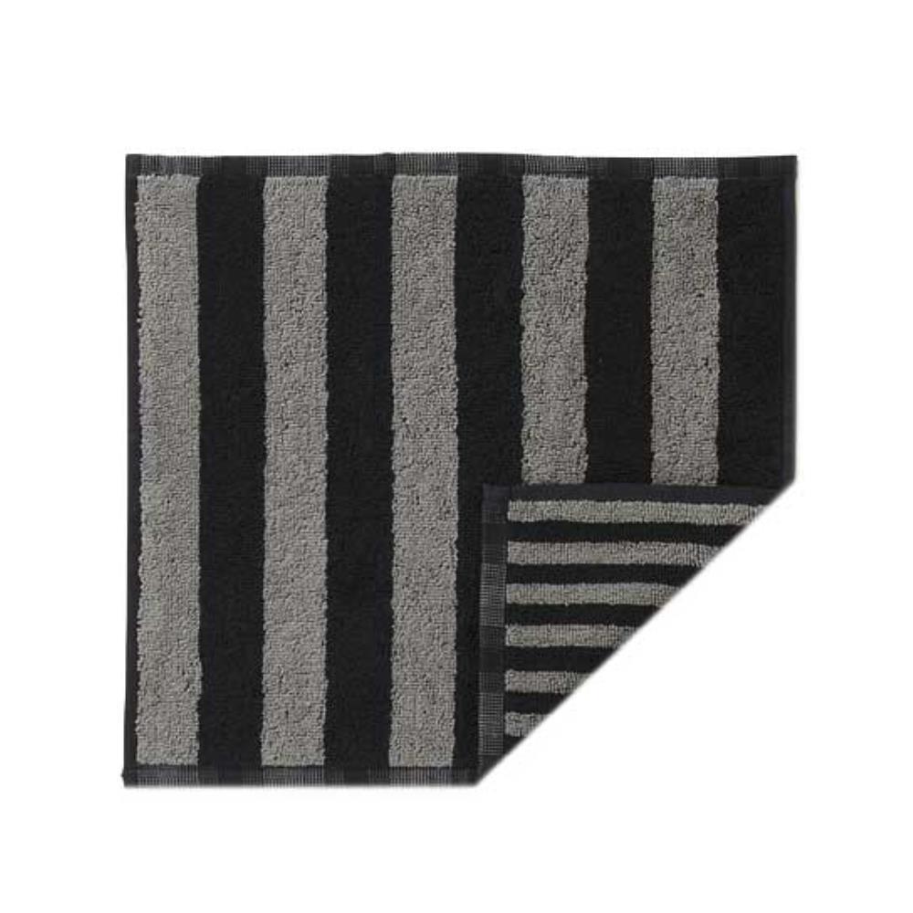Kaksi Raitaa Face Cloth 30cmx30cm in grey, black - Bolt of Cloth - Marimekko