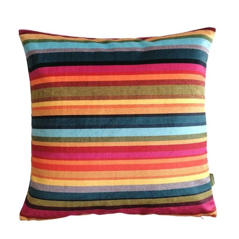 Kaleidoscope Small Stripes Velvet Cushion Cover 43cm - Bolt of Cloth - Bolt of Cloth