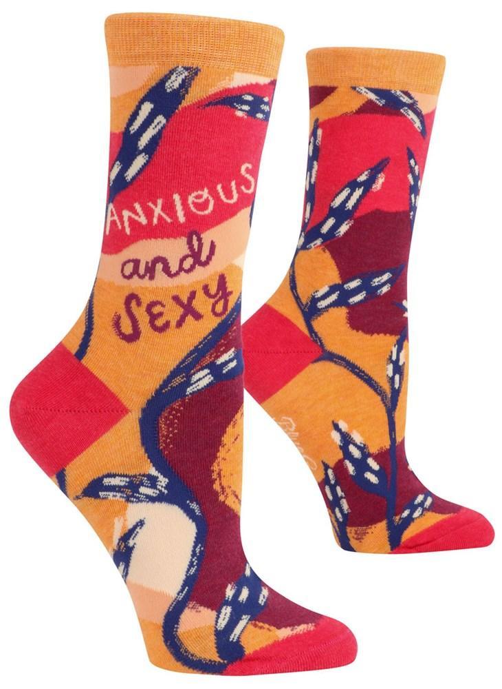 Ladies Socks - Anxious and Sexy - Bolt of Cloth - Blue Q