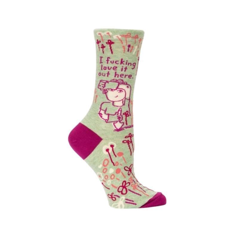 Ladies Socks - I Love It Out Here - Bolt of Cloth - Blue Q