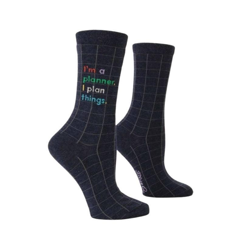 Ladies Socks - I'm a Planner - Bolt of Cloth - Blue Q