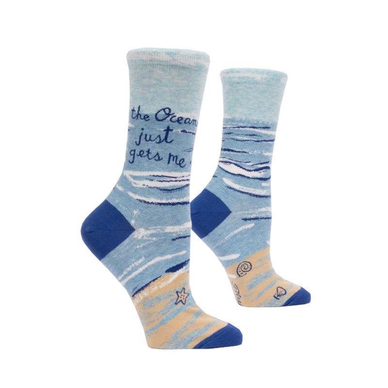 Ladies Socks - Ocean Gets Me - Bolt of Cloth - Blue Q