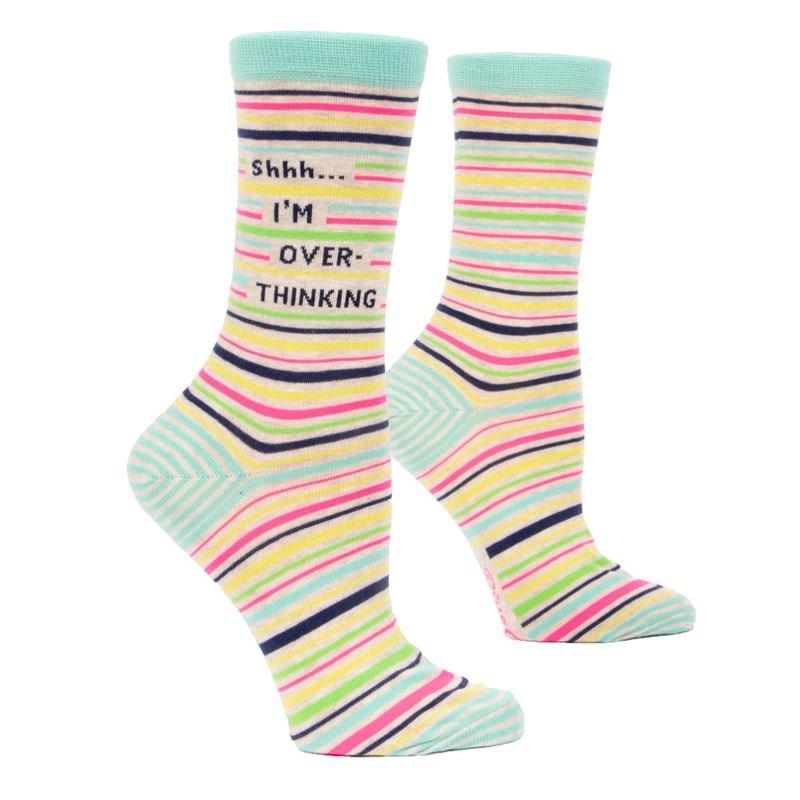 Ladies Socks - Shhh.. I&#39;m Overthinking - Bolt of Cloth - Blue Q