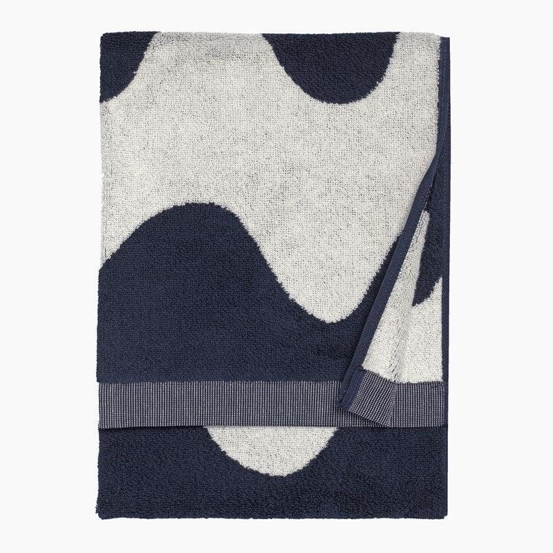 Lokki Hand Towel 50x70cm in off-white, dark blue - Bolt of Cloth - Marimekko