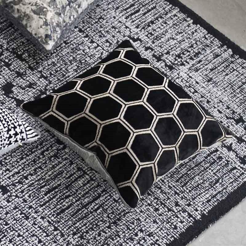 Manipur Cushion Cover 43cm in noir - Bolt of Cloth - Designers Guild