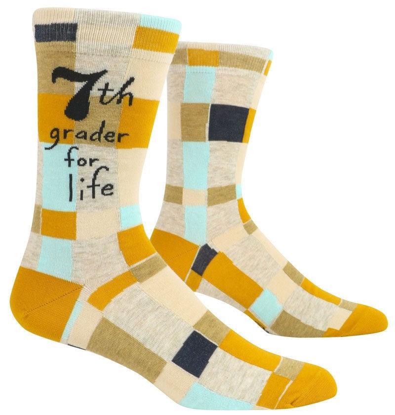 Mens Socks - 7th Grader For Life - Bolt of Cloth - Blue Q