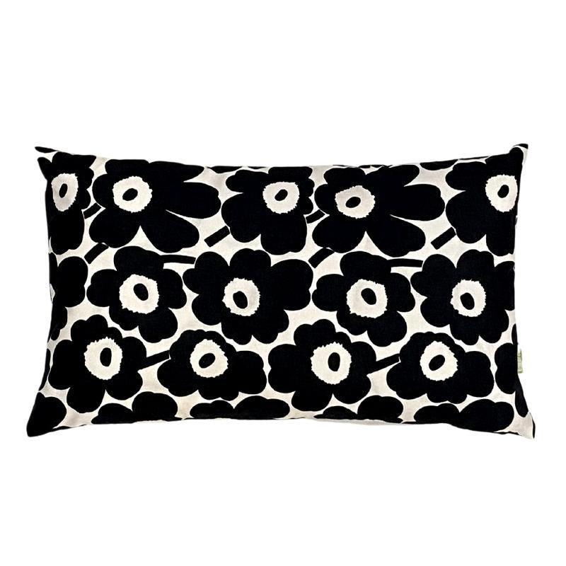 Mini Unikko Cushion Cover 50x30cm in black, white - Bolt of Cloth - Bolt of Cloth