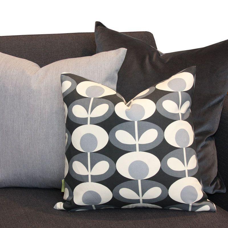 Oval Flower Cushion Cover 40cm in greys - Bolt of Cloth - Orla Kiely