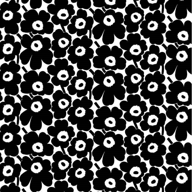 Pieni Unikko 2 Fabric in black, white - Bolt of Cloth - Marimekko