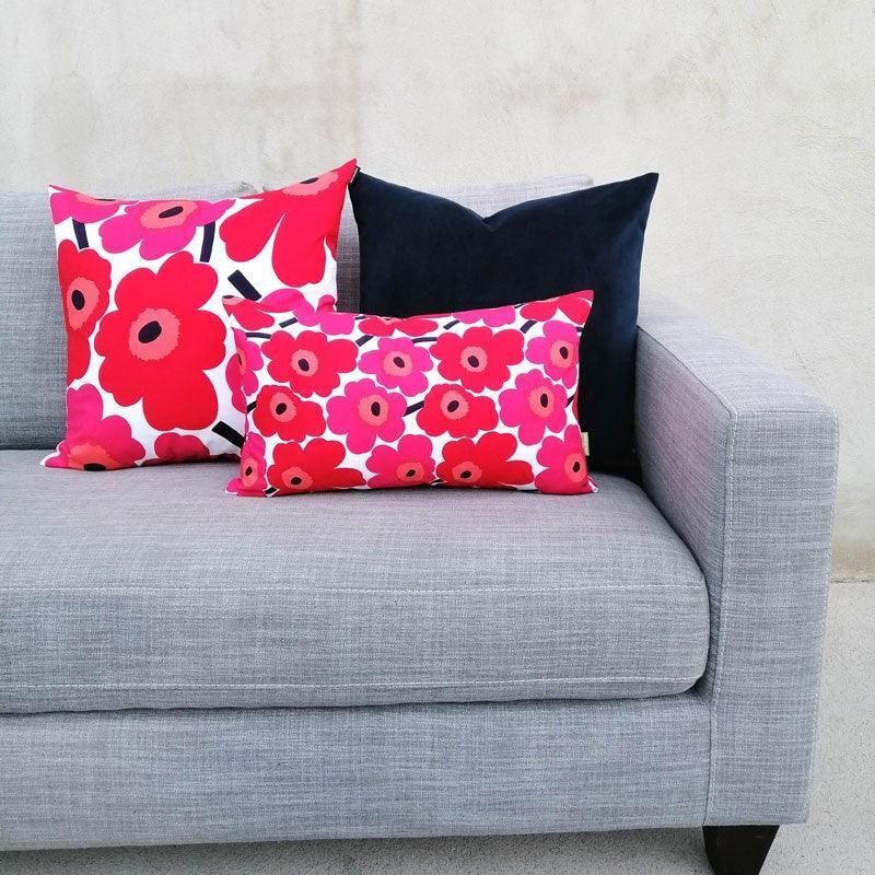 Pieni Unikko Cushion Cover 50cm in reds - Bolt of Cloth - Marimekko