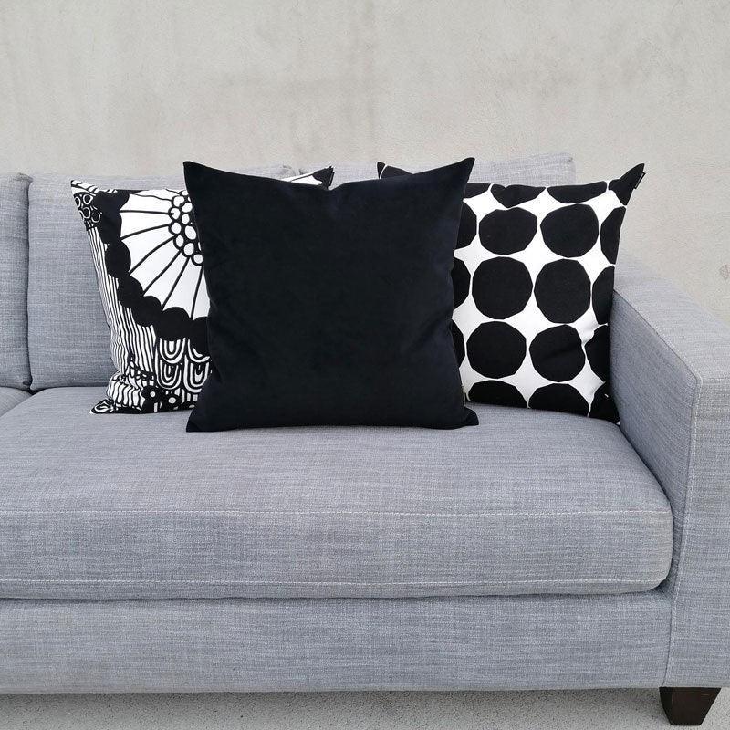Plush Velvet Cushion Cover 50cm in jet - Bolt of Cloth - Bolt of Cloth