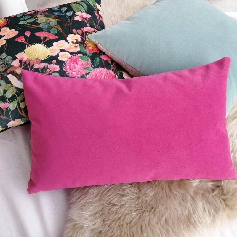 Plush Velvet Cushion Cover 50x30cm in peony - Bolt of Cloth - Bolt of Cloth