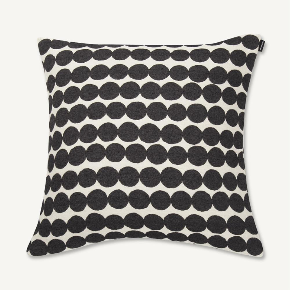 Rasymatto Woven Cushion Cover 50cm in off-white, black - Bolt of Cloth - Marimekko