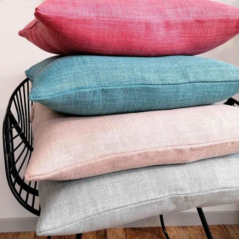 Raw Linen Cushion Cover 50cm in azure - Bolt of Cloth - Bolt of Cloth