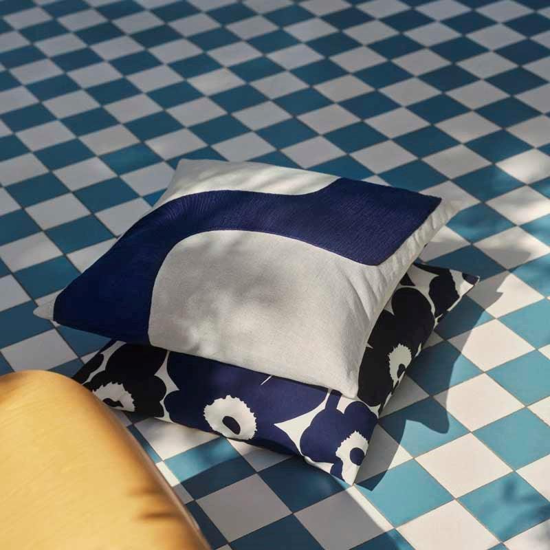 Seireeni Cushion Cover 50cm in linen, dark blue - Bolt of Cloth - Marimekko