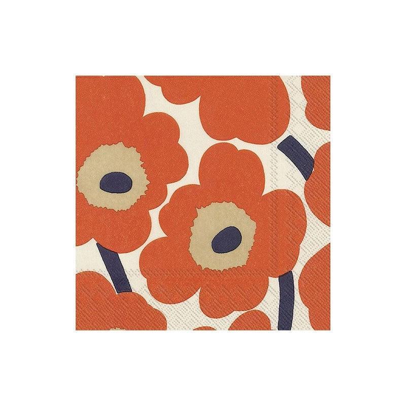 Serviettes in Unikko Cream and Red - Bolt of Cloth - Marimekko