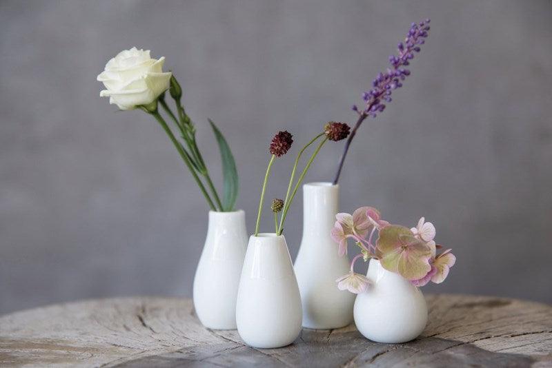 Set of 4 Porcelain Mini Vases - Bolt of Cloth - Rader