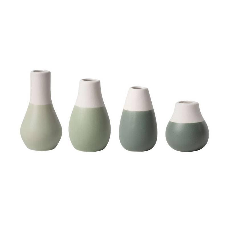 Set of 4 Porcelain Mini Vases in pastel green - Bolt of Cloth - Rader