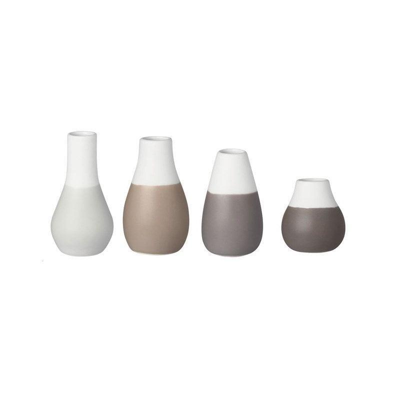 Set of 4 Porcelain Mini Vases in pastel grey - Bolt of Cloth - Rader