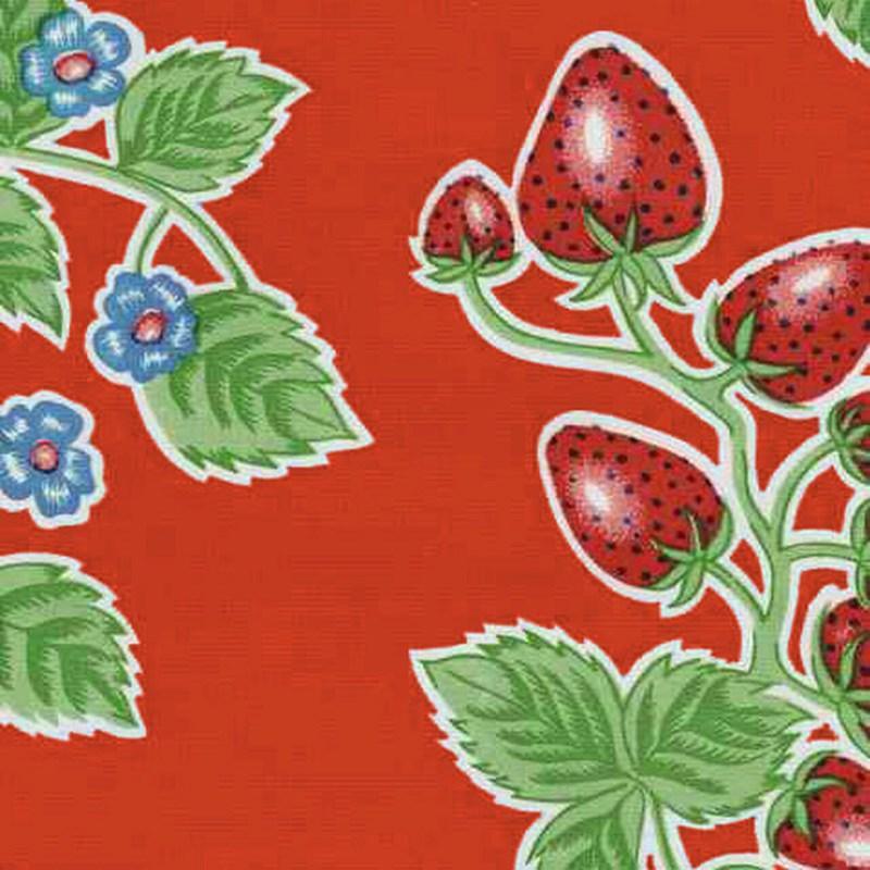 Strawberries Oilcloth in red - Bolt of Cloth - Kitsch Kitchen