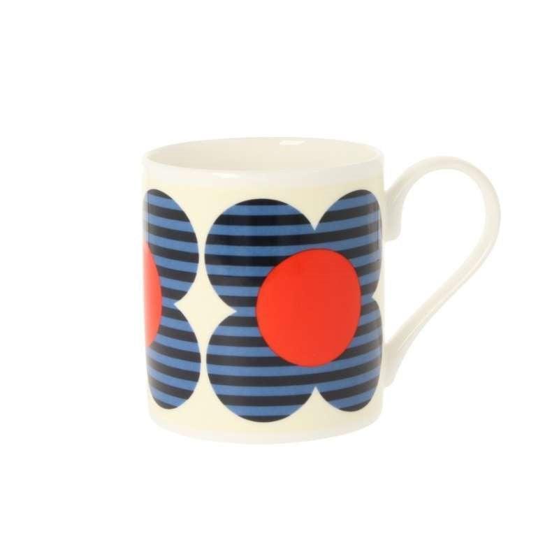 Striped Flower Mug 300ml in blue - Bolt of Cloth - Orla Kiely