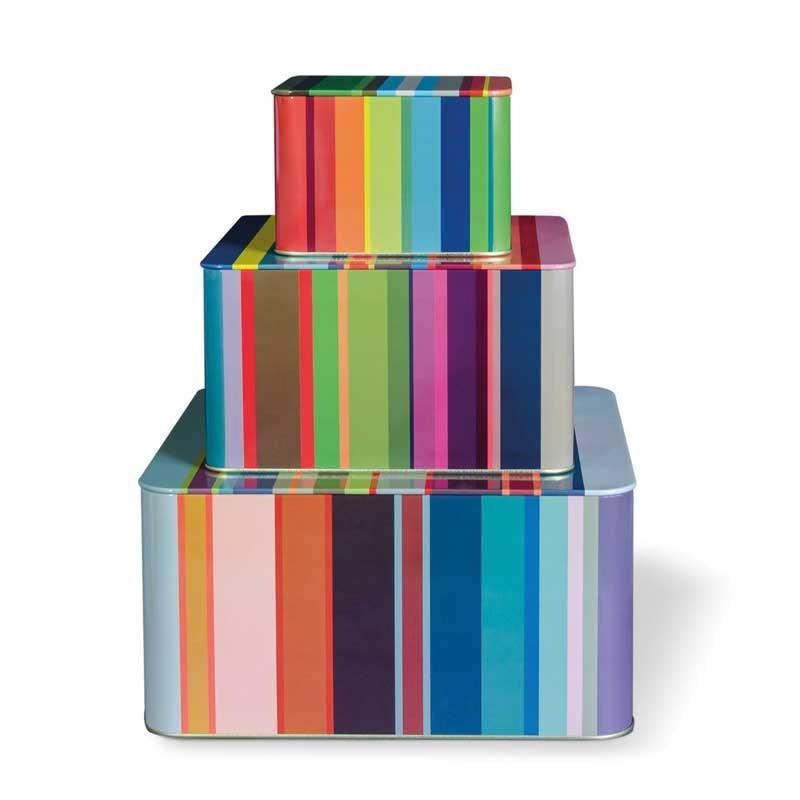 Stripes Tin Boxes Set of 3 - Bolt of Cloth - REMEMBER