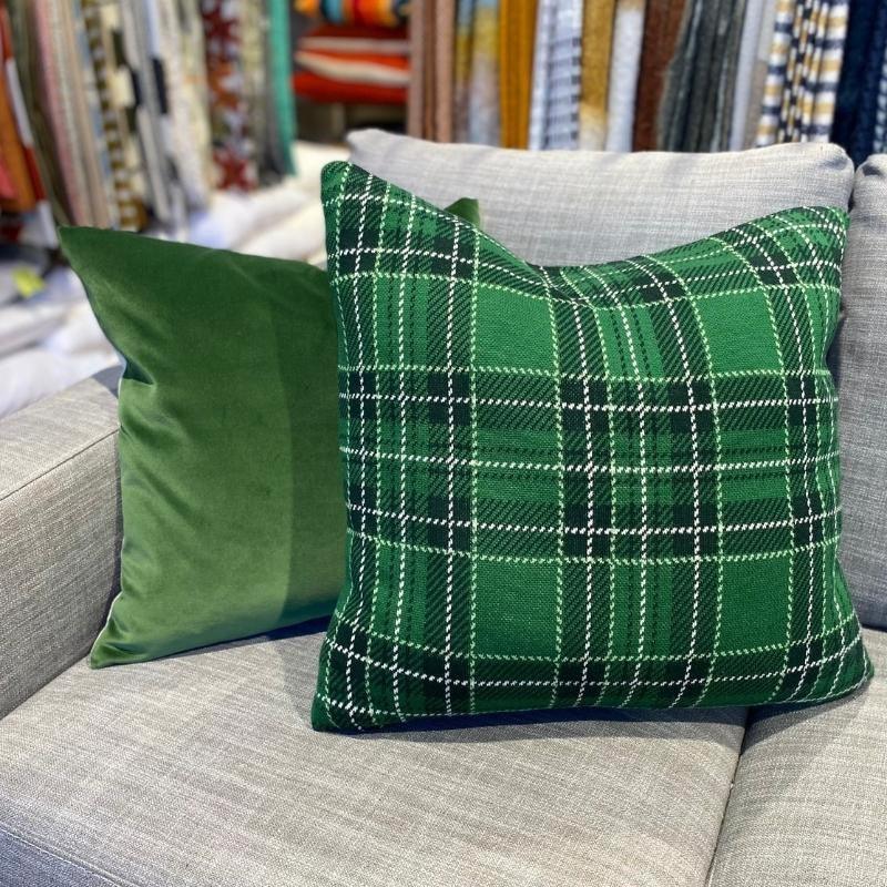 Tartan Knit Cushion Cover 50cm in green - Bolt of Cloth - Bolt of Cloth