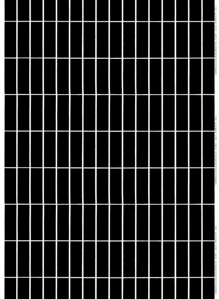 Tiiliskivi Fabric in black, white - Bolt of Cloth - Marimekko