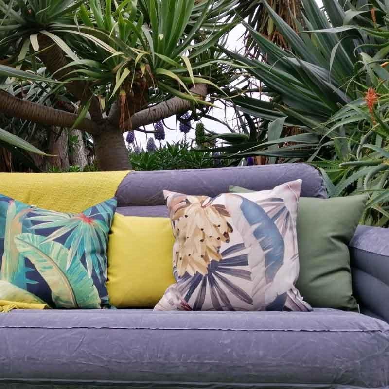 Tropicalia Outdoor Cushion Cover 50cm in gilver - Bolt of Cloth - Bolt of Cloth