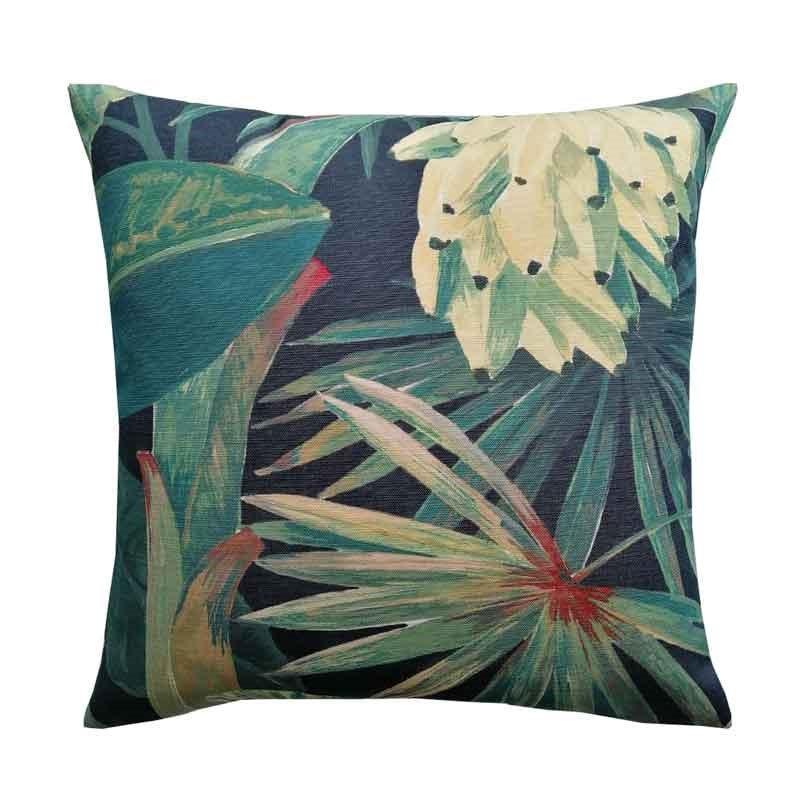 Tropicalia Outdoor Cushion Cover 50cm in midnight - Bolt of Cloth - Bolt of Cloth