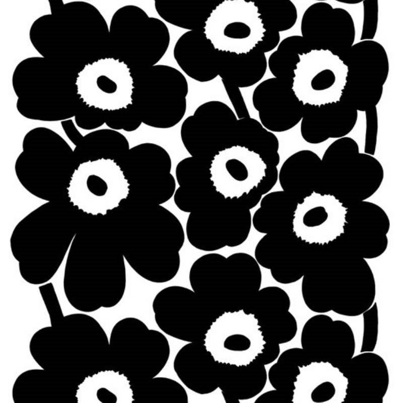 Unikko Fabric in black, white - Bolt of Cloth - Marimekko