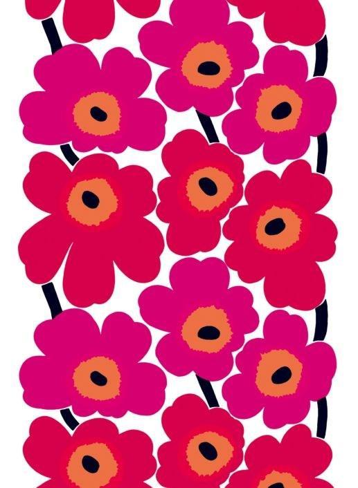 Unikko Fabric in Pink and Red - Bolt of Cloth - Marimekko