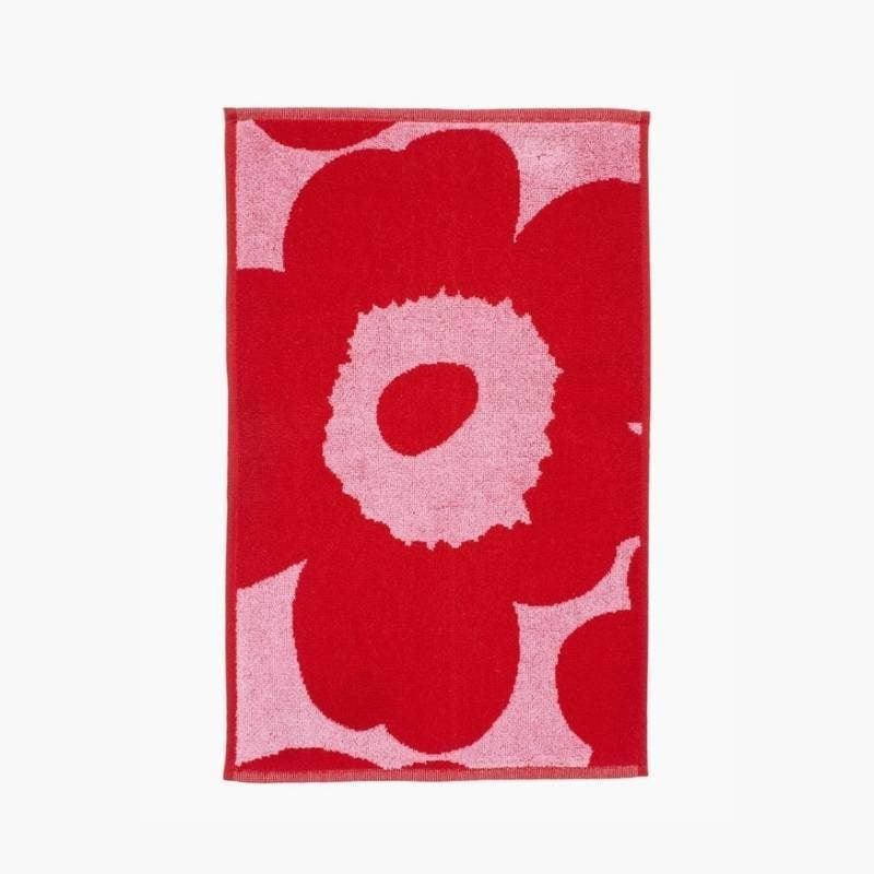 Unikko Guest Towel 30x50cm in pink, red - Bolt of Cloth - Marimekko