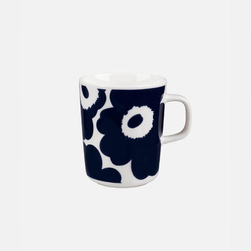 Unikko Mug 250ml in white, dark blue - Bolt of Cloth - Marimekko