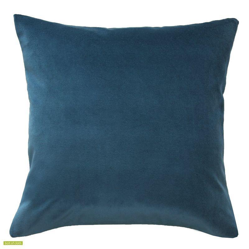 Velvet Cushion Cover 45cm with Linen back in deep blue - Bolt of Cloth - Bolt of Cloth