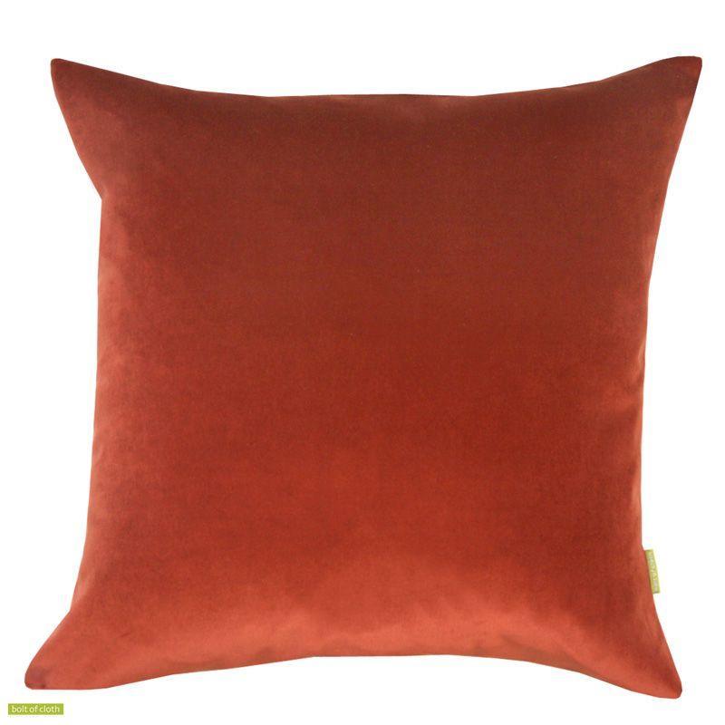 Velvet Cushion Cover 45cm with Linen back in rust - Bolt of Cloth - Bolt of Cloth