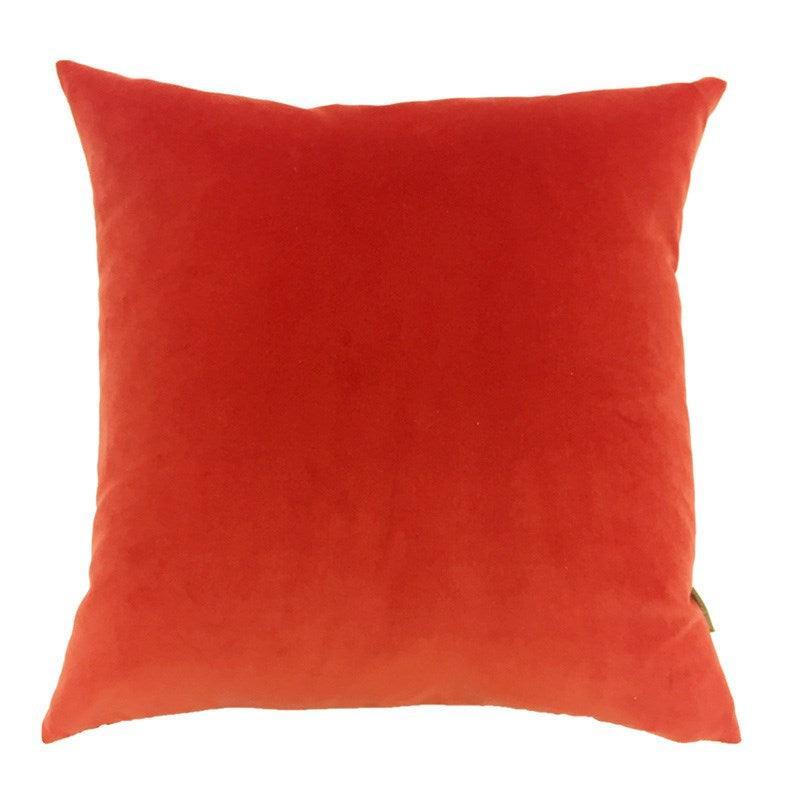 Velvet Cushion Cover 45cm with Linen back in tangerine - Bolt of Cloth - Bolt of Cloth