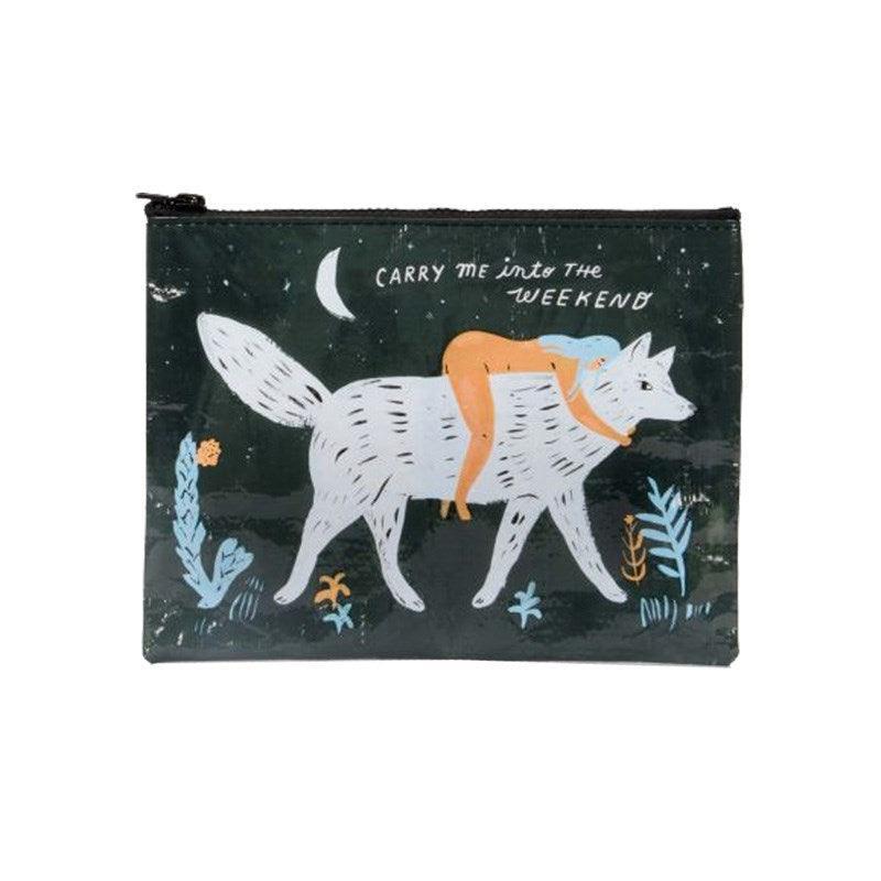 Zipper Pouch Carry Me Into The Weekend - Bolt of Cloth - Blue Q