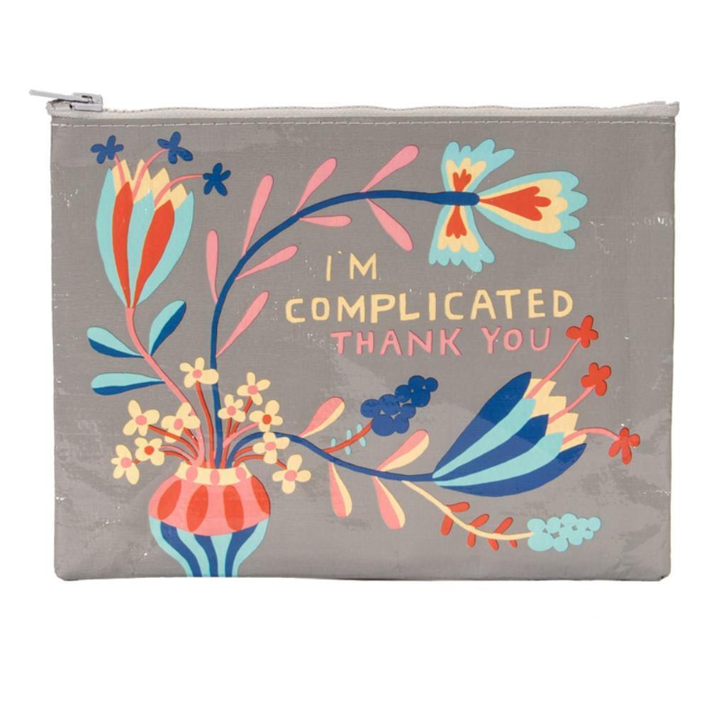 Zipper Pouch- I'm Complicated - Bolt of Cloth - Blue Q