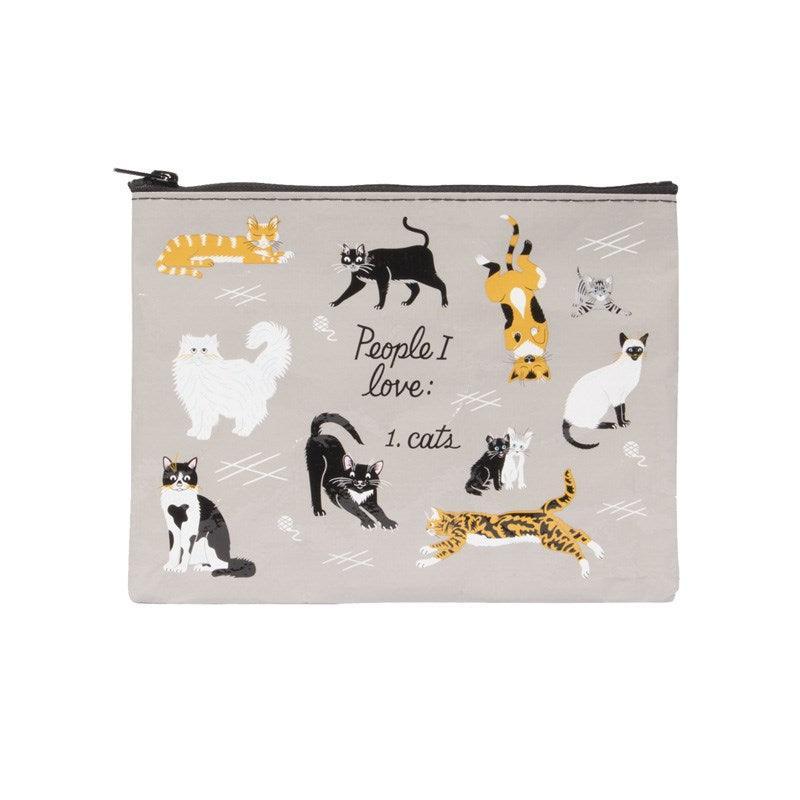 Zipper Pouch - People I Love: Cats - Bolt of Cloth - Blue Q