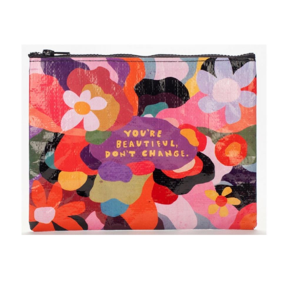 Zipper pouch- You're Beautiful - Bolt of Cloth - Blue Q